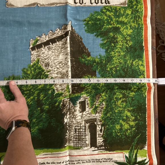 Vintage Linen Tea Towel  Blarney Castle Ireland Nelson Cork poem Irish‎ - Picture 6 of 7